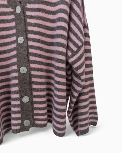 Cardigan mit Streifen rosa taupe
