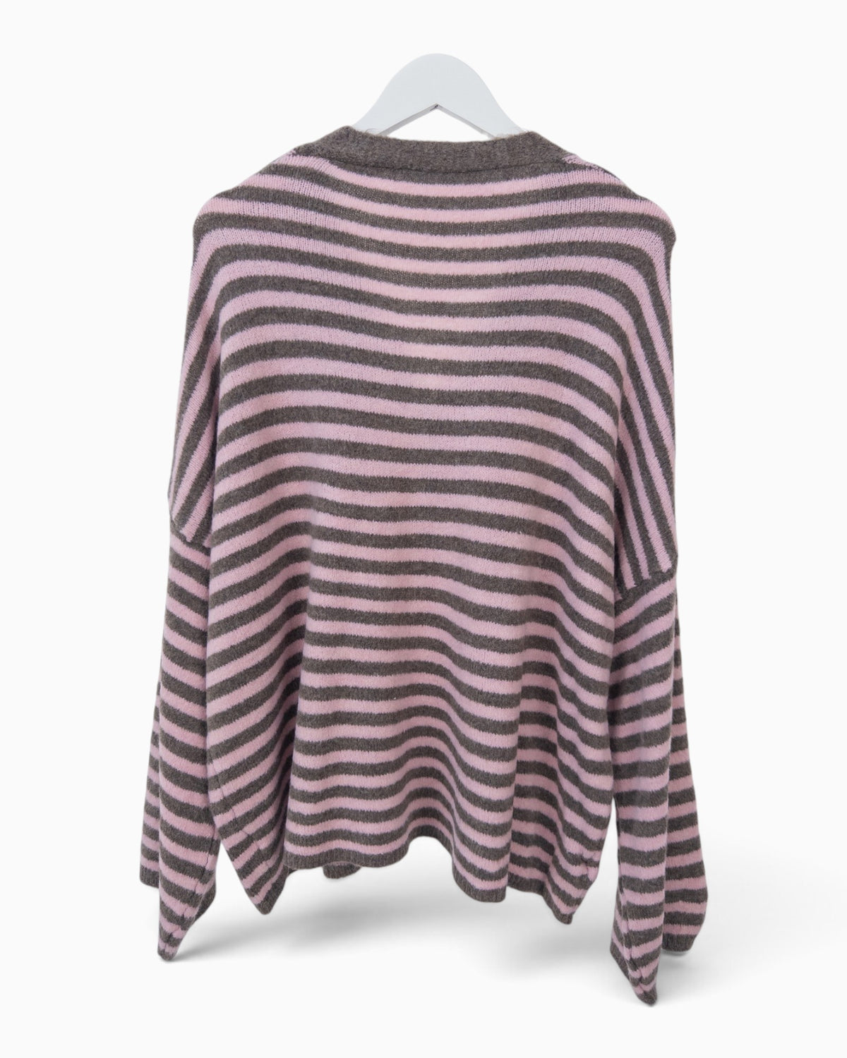 Cardigan mit Streifen rosa taupe