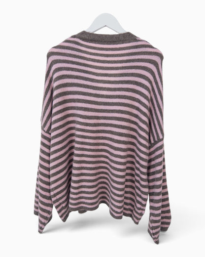 Cardigan mit Streifen rosa taupe