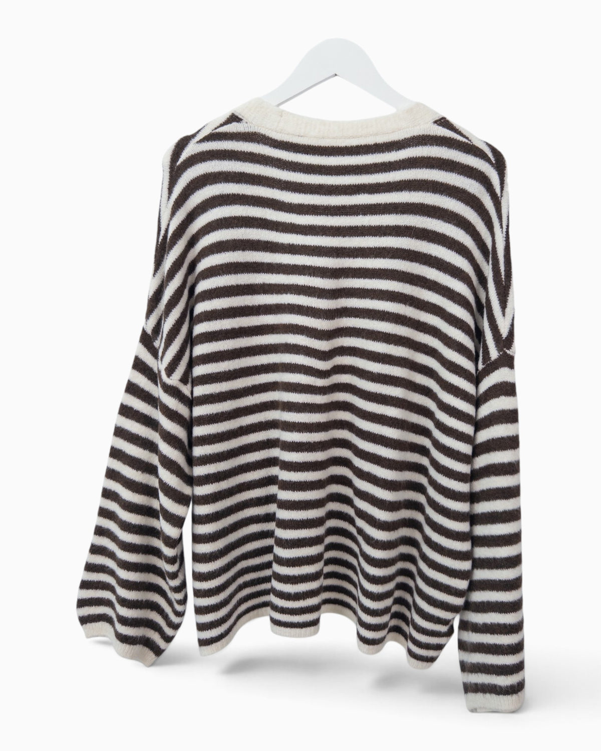 Cardigan mit Streifen creme dunkelbraun