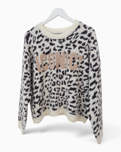 Strickpullover Iconic creme dunkelbraun