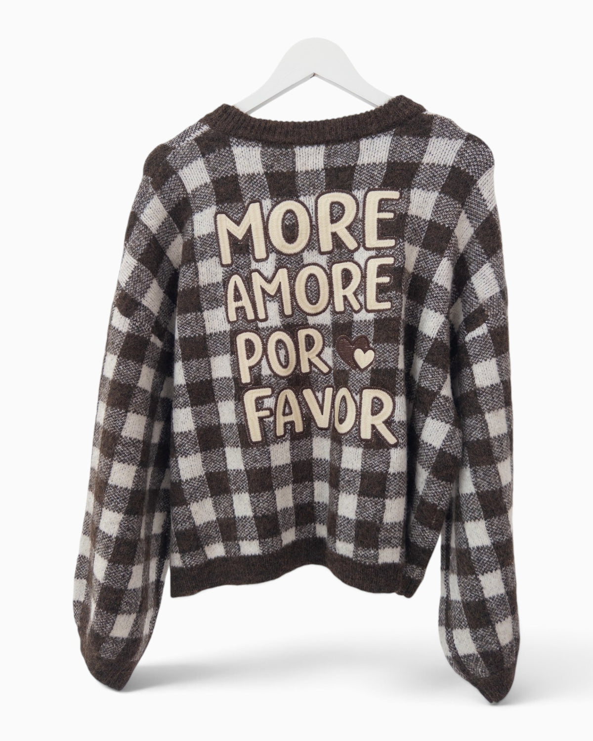 Karopullover More Amore dunkelbraun