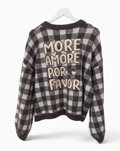 Karopullover More Amore dunkelbraun