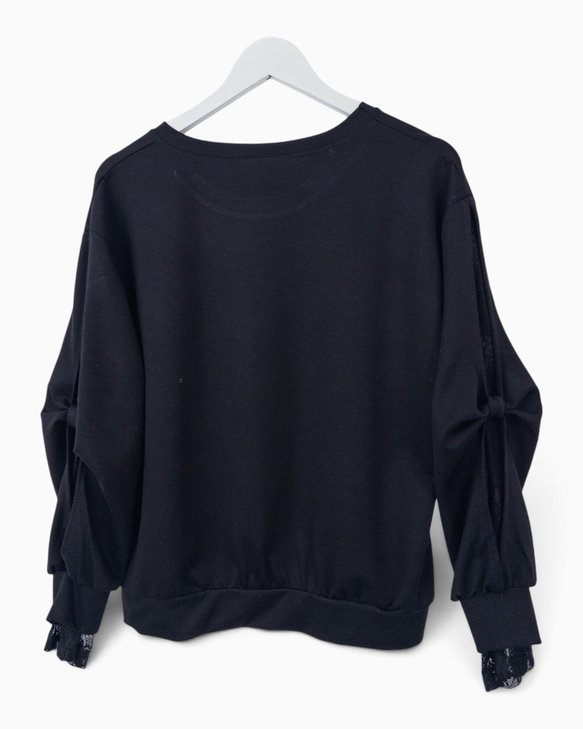 Pullover mit Spitze am Ärmel schwarz