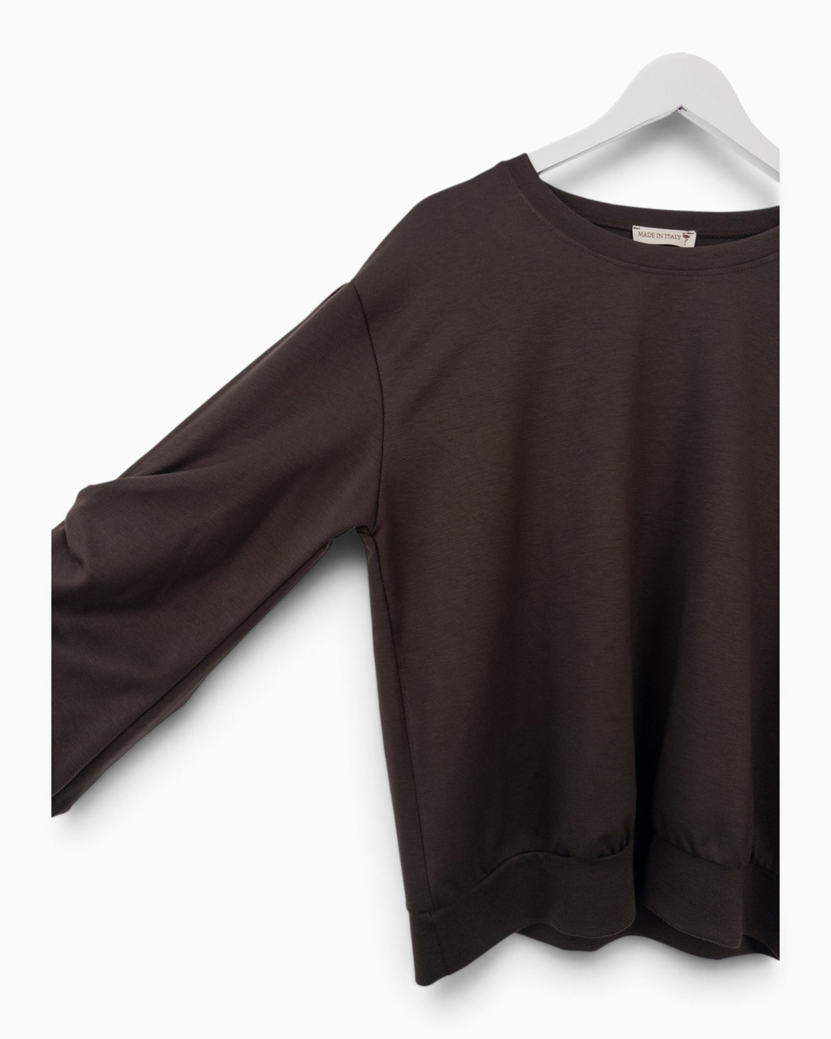 Pullover mit Spitze am Ärmel dunkelbraun