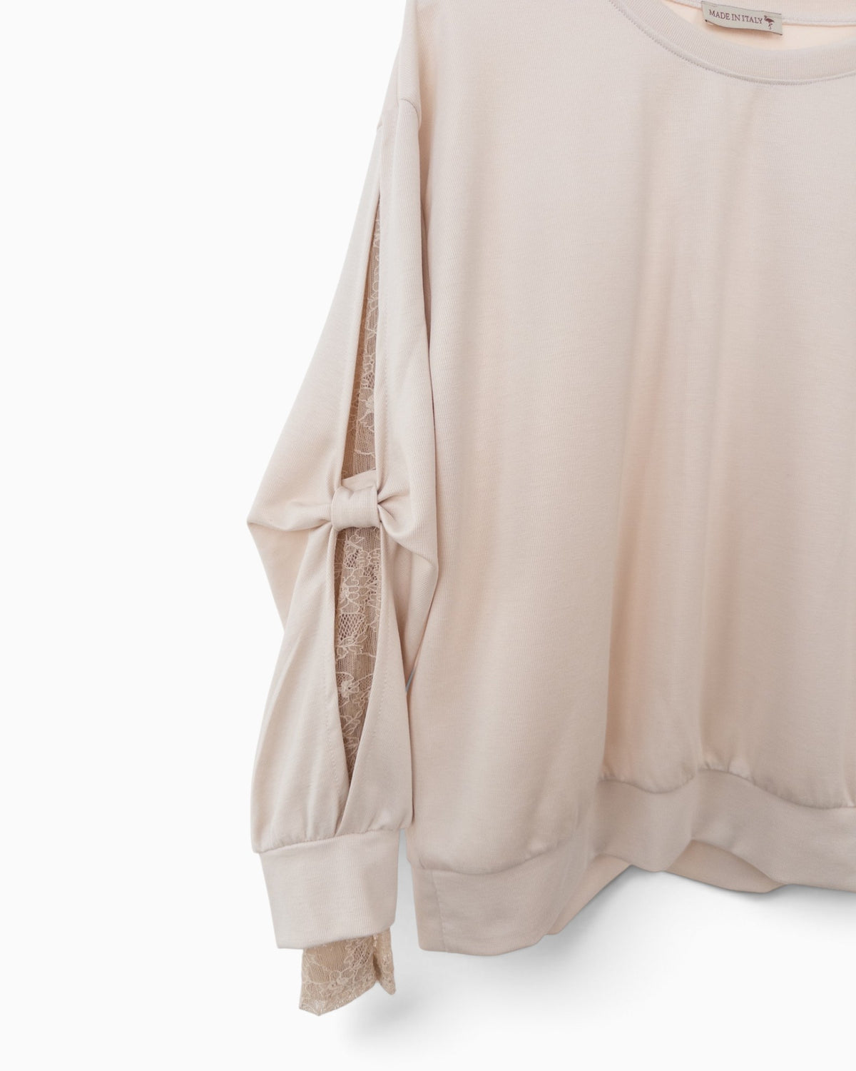 Pullover mit Spitze am Ärmel sand
