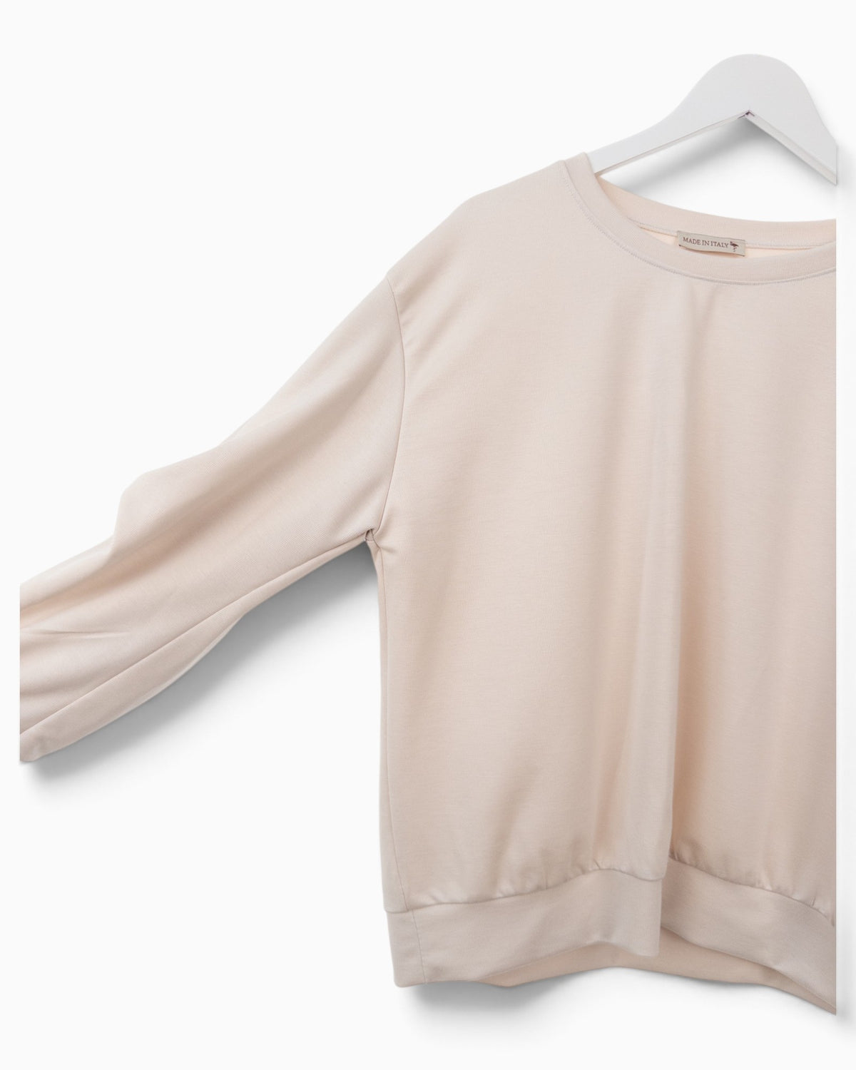 Pullover mit Spitze am Ärmel sand