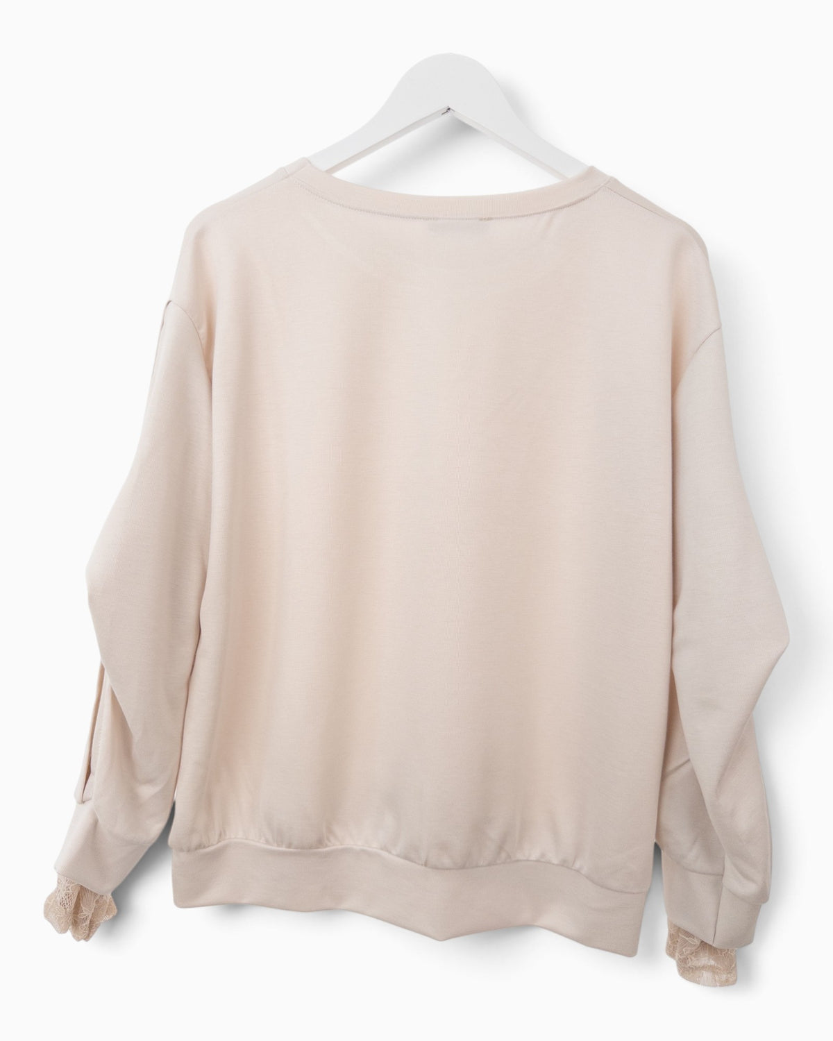 Pullover mit Spitze am Ärmel sand