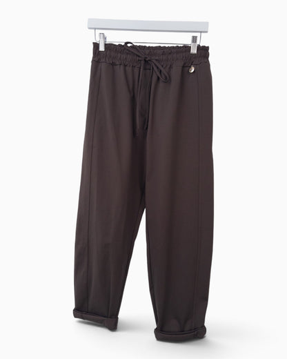 Hose mit Ziernaht dunkelbraun