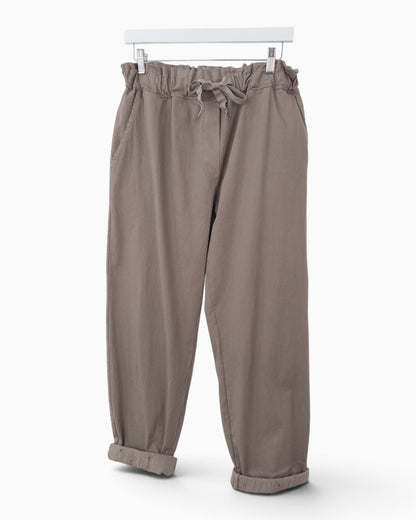 Hose mit gerafftem Bund taupe