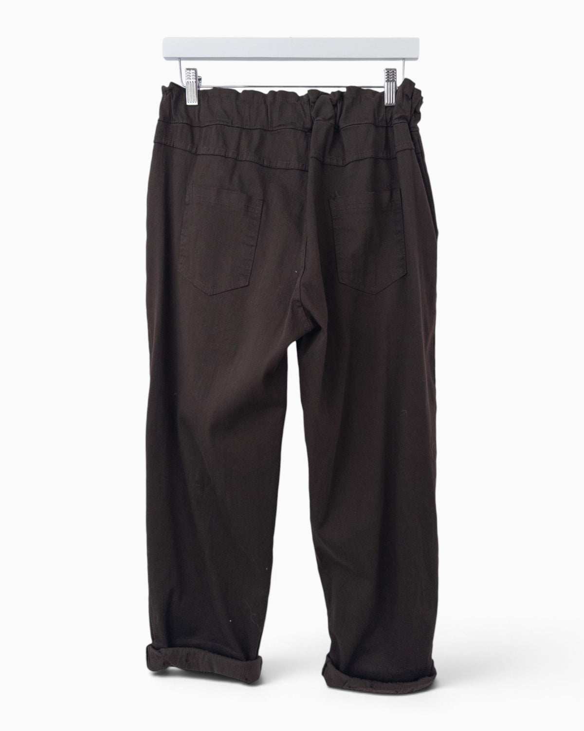 Hose mit gerafftem Bund dunkelbraun