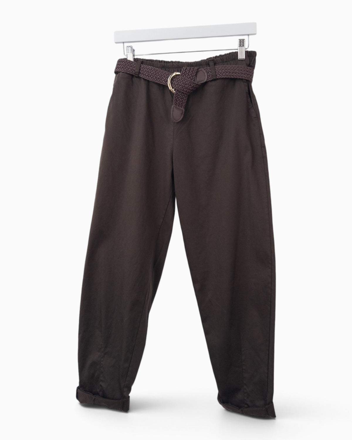 Hose mit Gürtel dunkelbraun