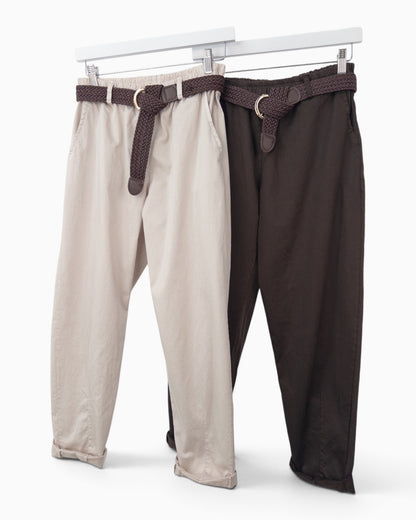 Hose mit Gürtel sand