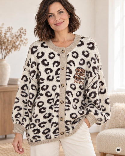 Cardigan More Amore creme braun