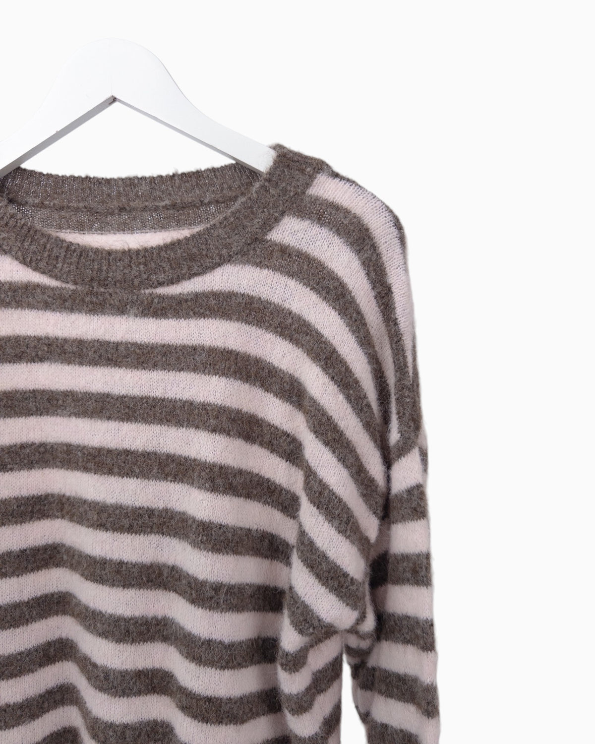 Strickpullover mit Streifen taupe rosa