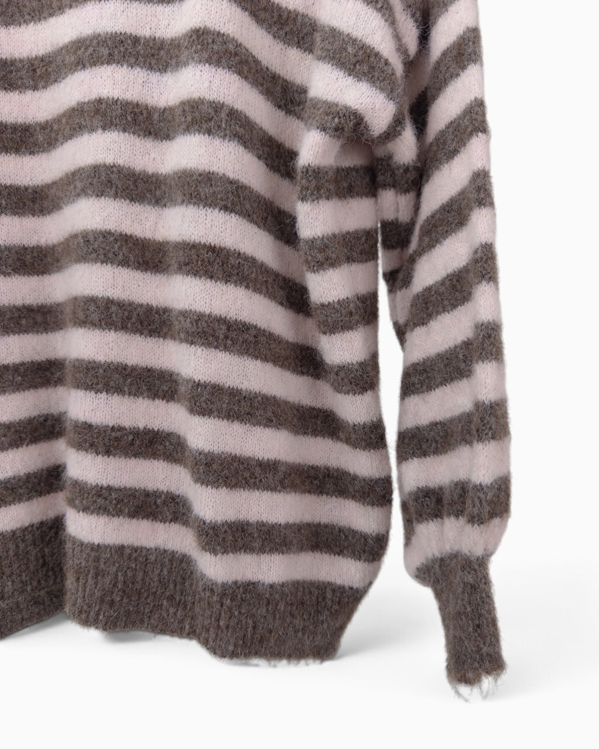 Strickpullover mit Streifen taupe rosa