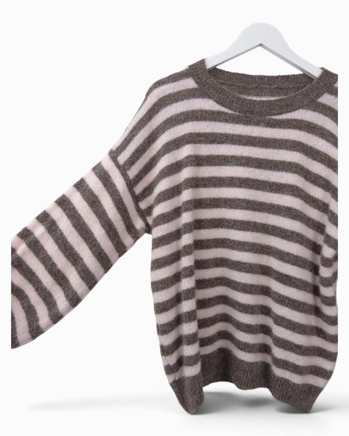 Strickpullover mit Streifen taupe rosa