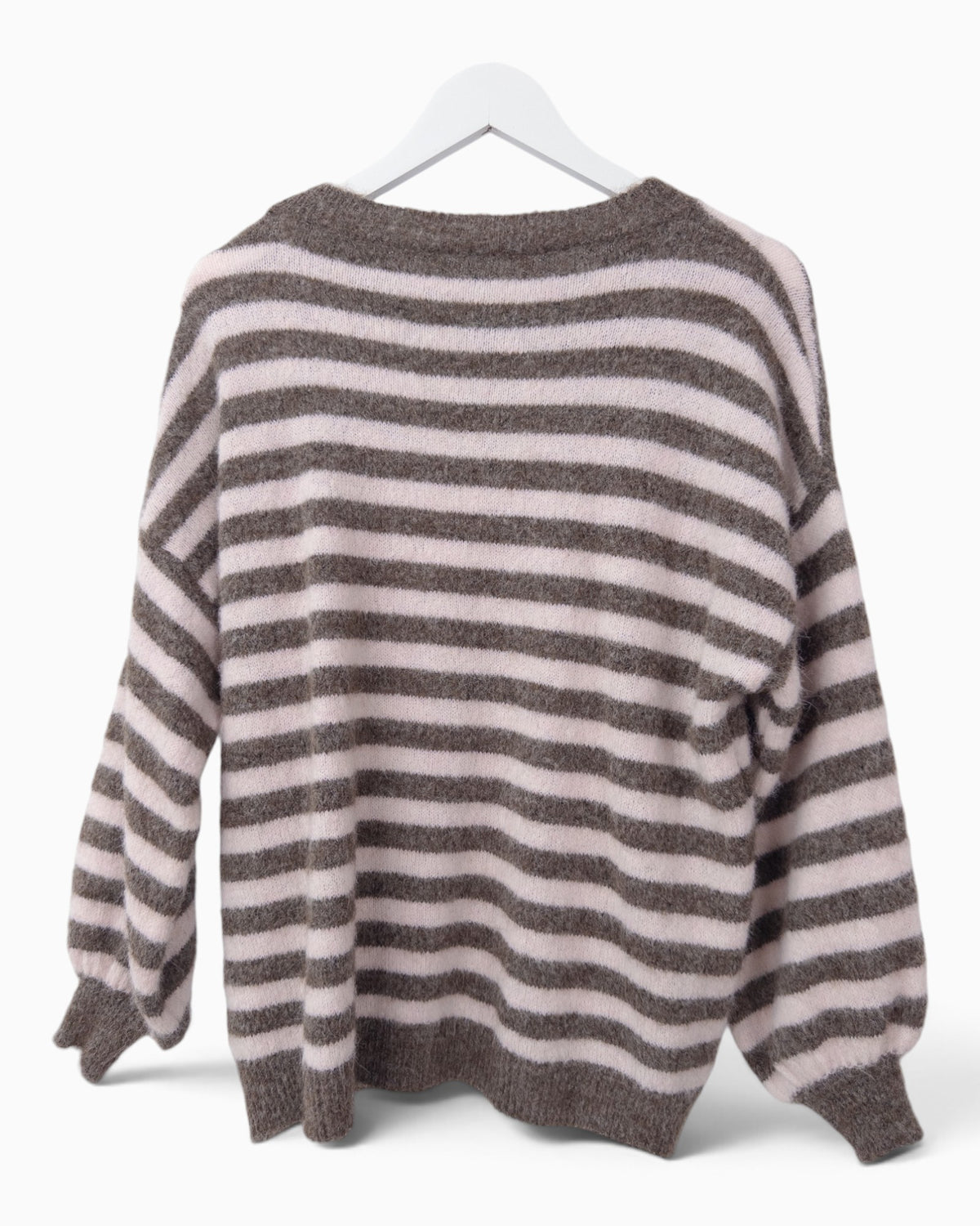 Strickpullover mit Streifen taupe rosa