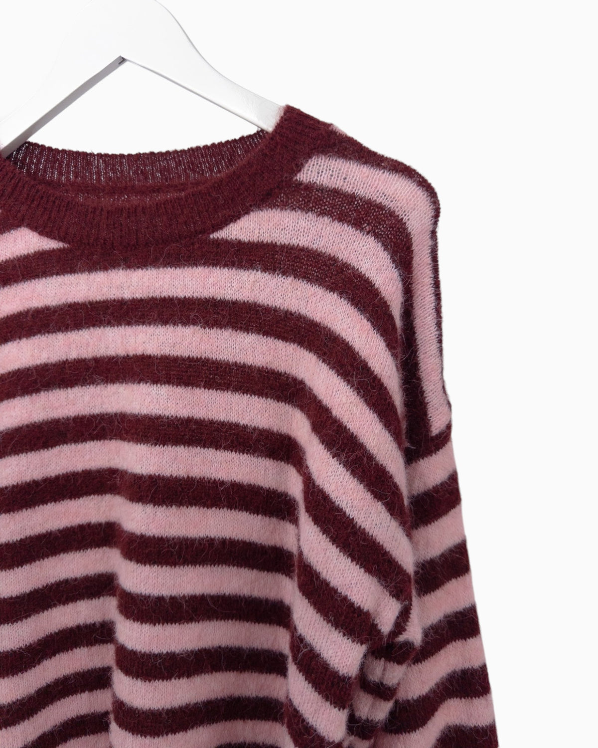 Strickpullover mit Streifen weinrot rosa