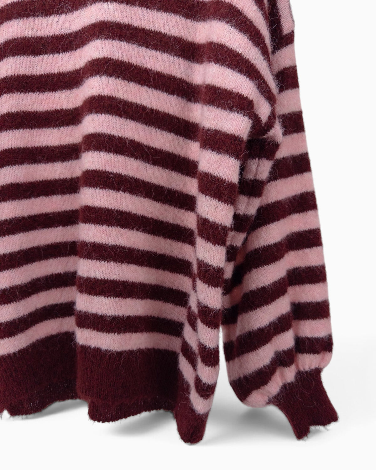 Strickpullover mit Streifen weinrot rosa
