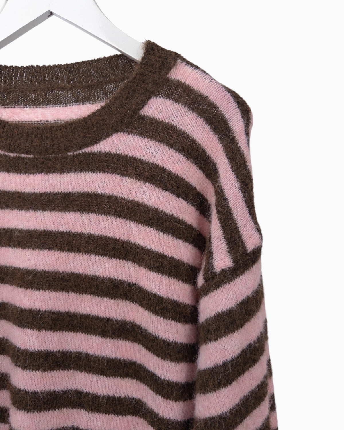 Strickpullover mit Streifen braun rosa