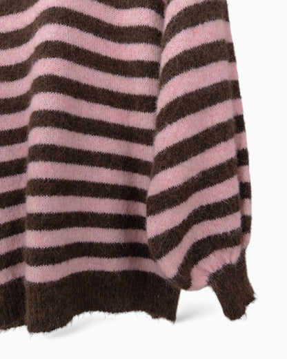Strickpullover mit Streifen braun rosa
