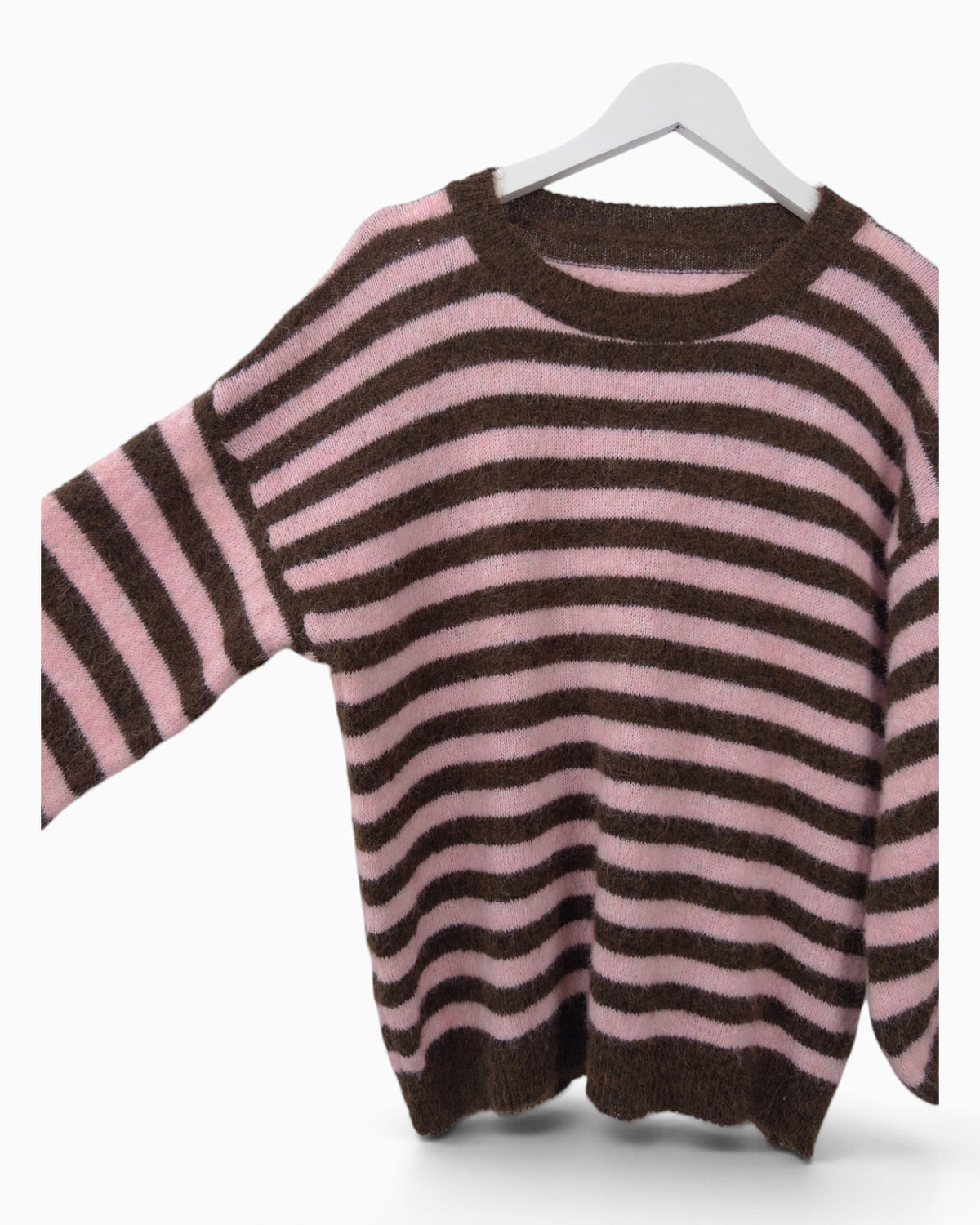 Strickpullover mit Streifen braun rosa