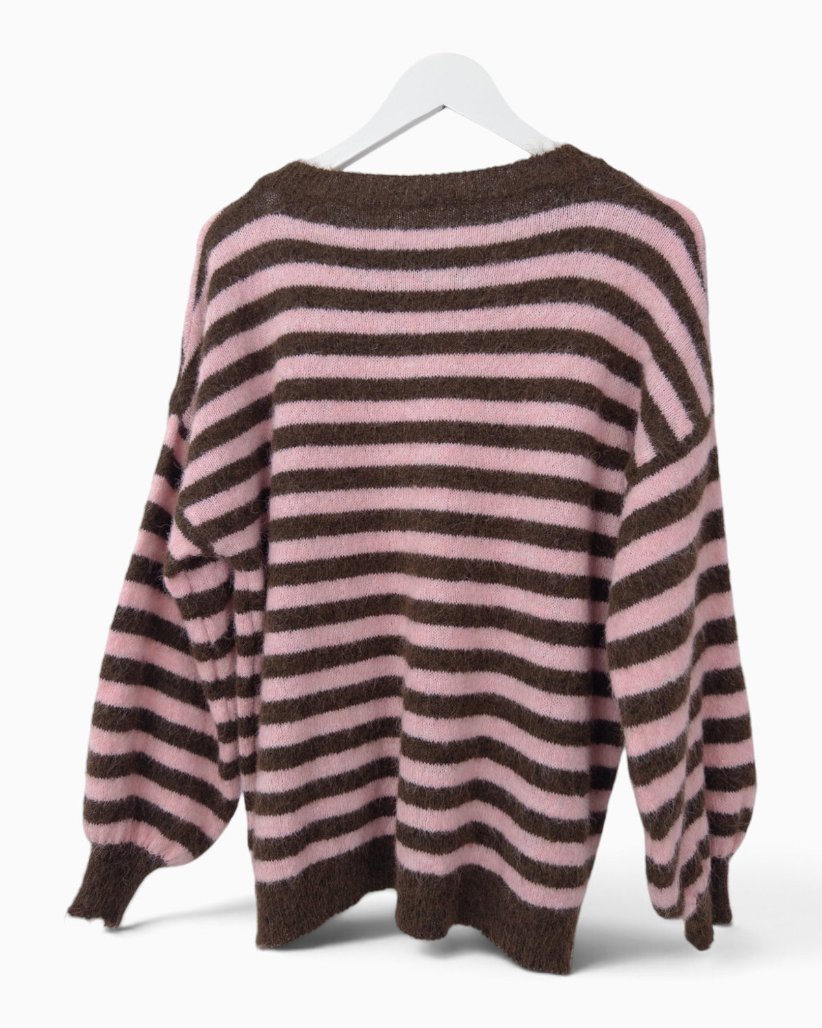 Strickpullover mit Streifen braun rosa