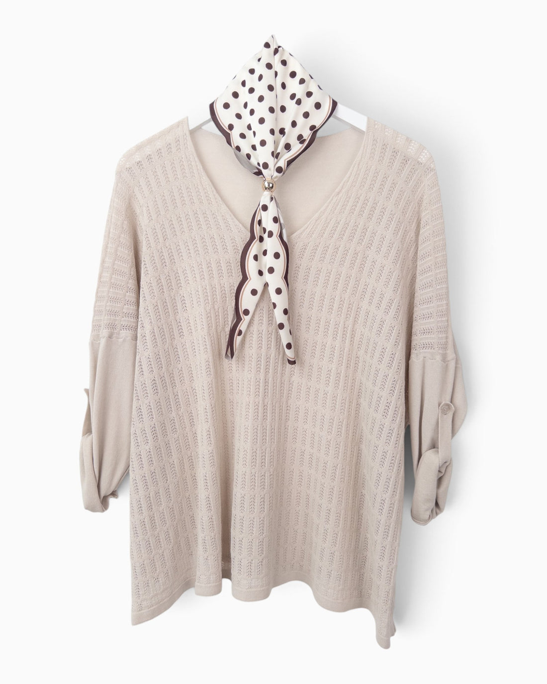 Strickpullover mit Tuch sand