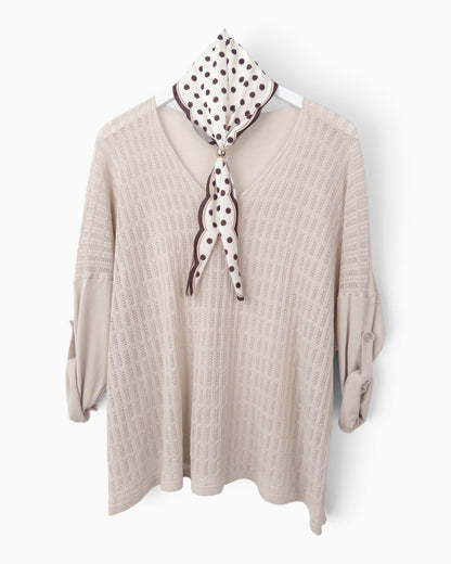 Strickpullover mit Tuch sand
