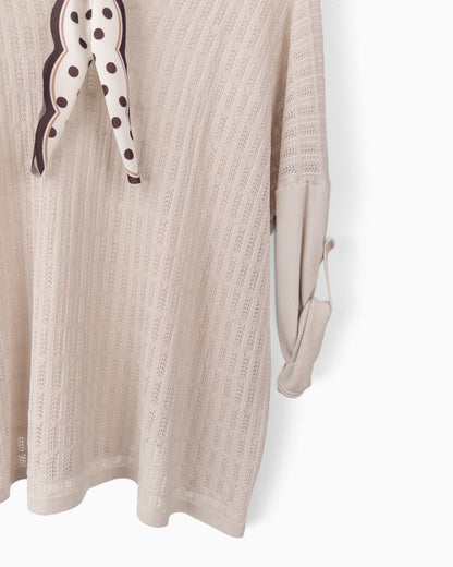 Strickpullover mit Tuch sand