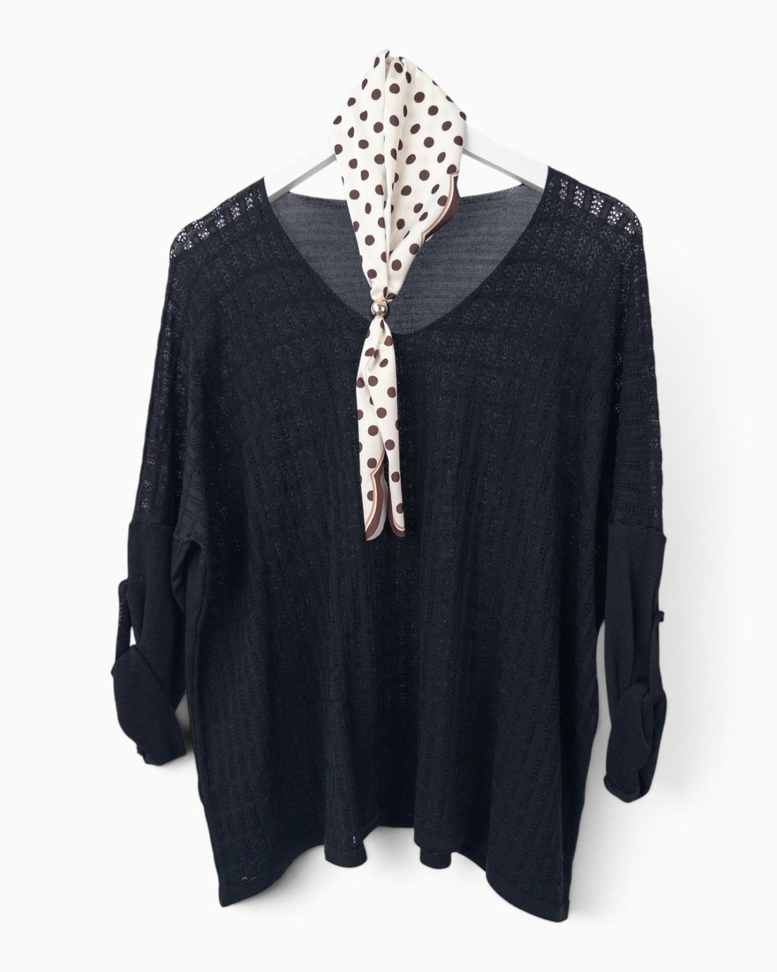 Strickpullover mit Tuch schwarz