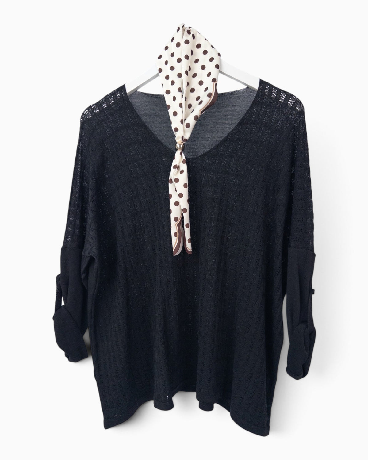 Strickpullover mit Tuch schwarz