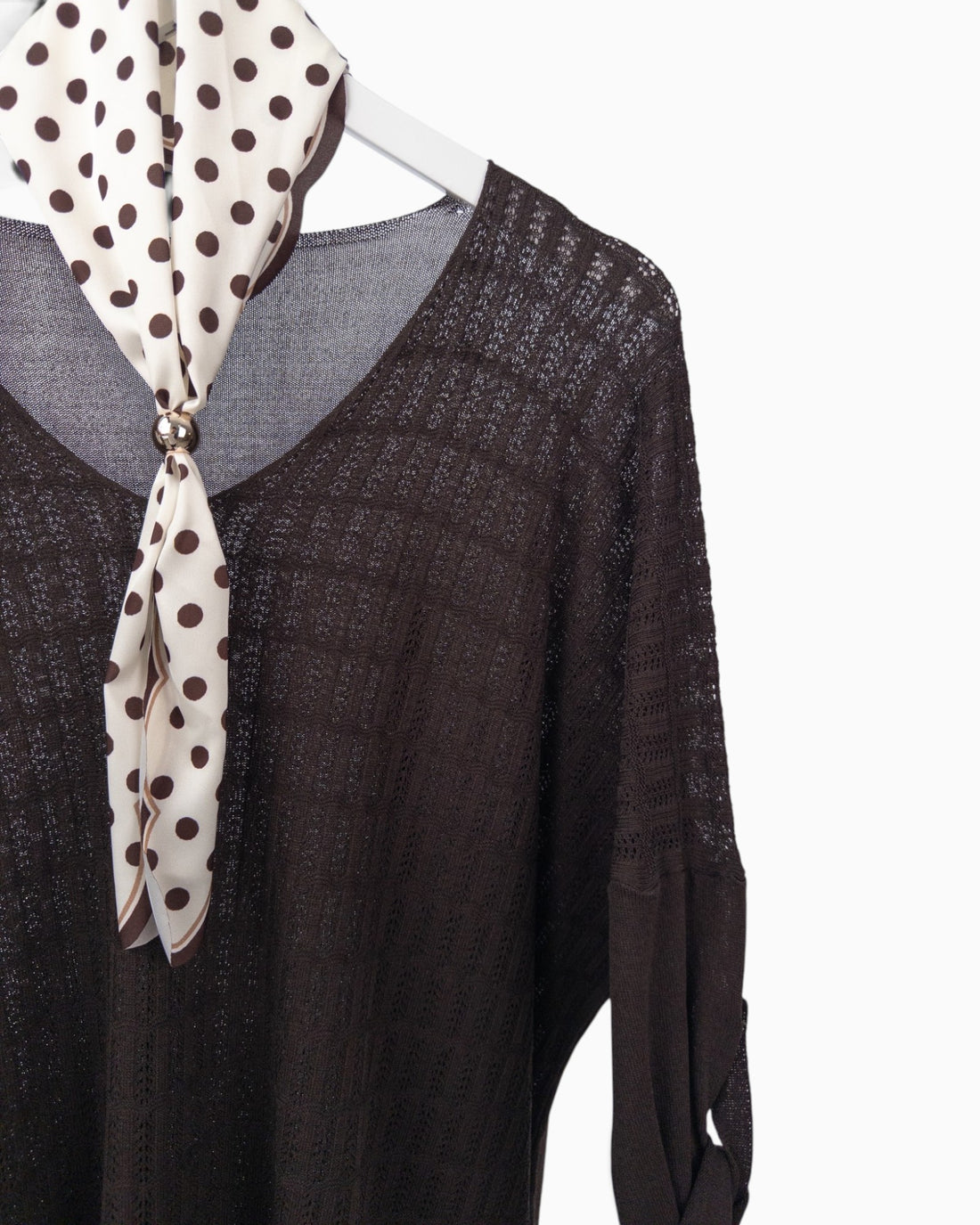 Strickpullover mit Tuch dunkelbraun