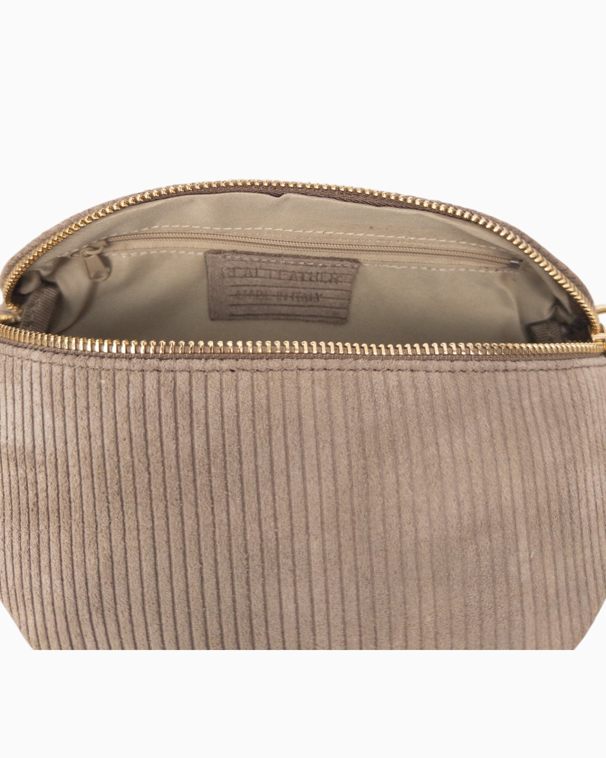Umhängetasche Kord Leder klein taupe