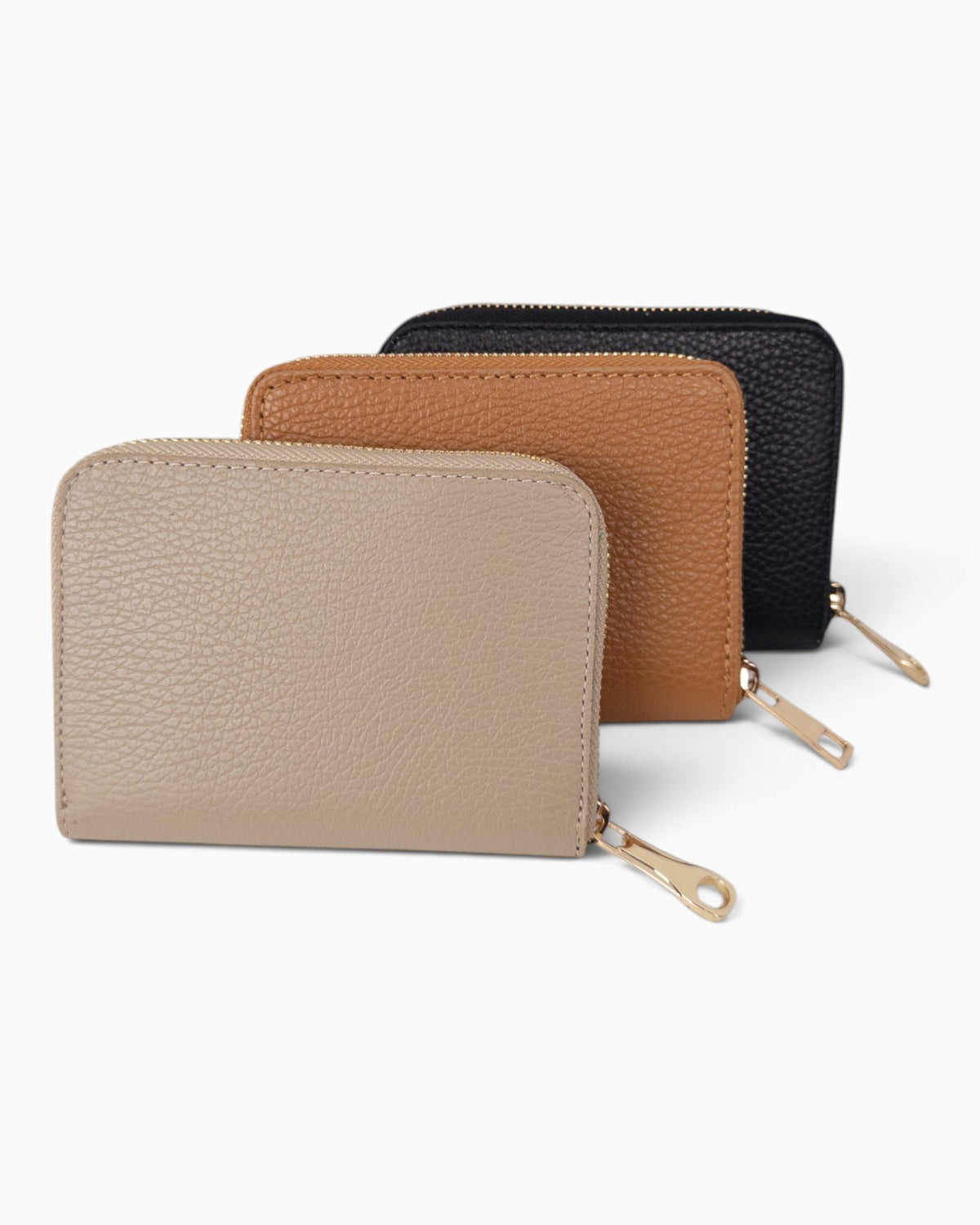 Zip-Geldbörse Leder taupe