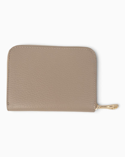 Zip-Geldbörse Leder taupe