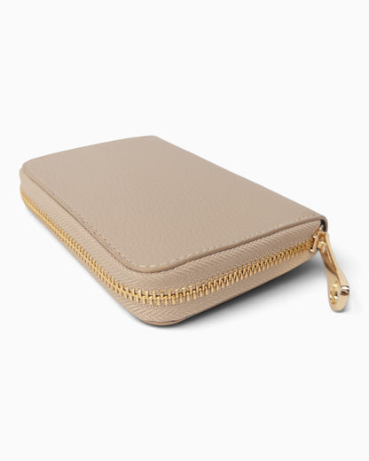 Zip-Geldbörse Leder taupe