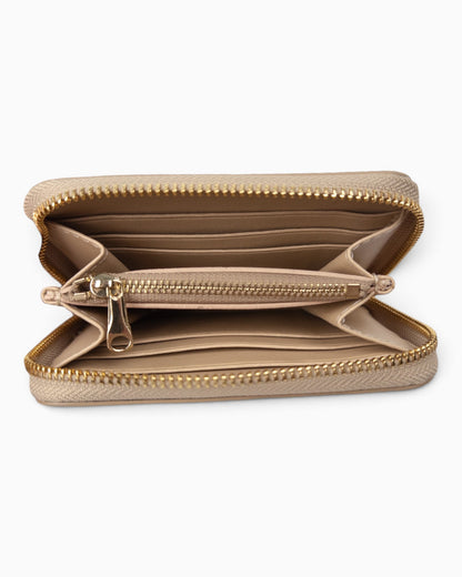 Zip-Geldbörse Leder taupe