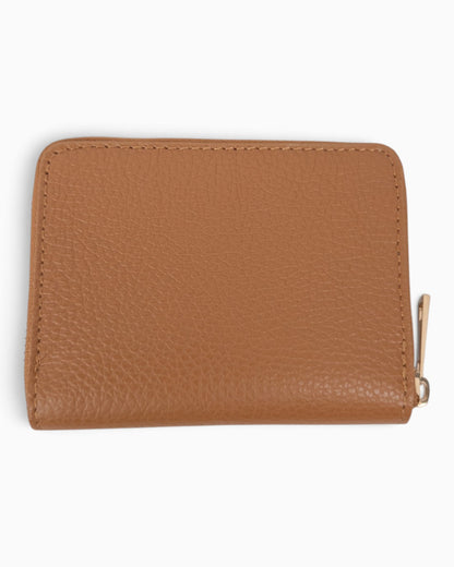 Zip-Geldbörse Leder cognac