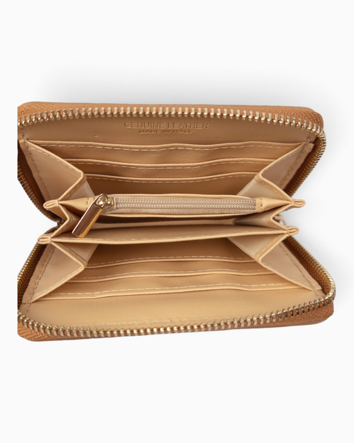 Zip-Geldbörse Leder cognac