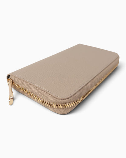 Lange Zip-Geldbörse Leder taupe