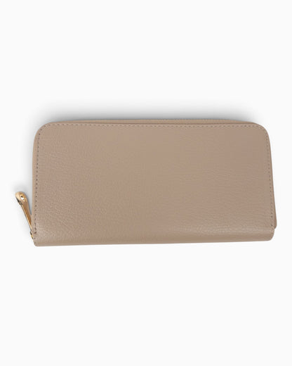 Lange Zip-Geldbörse Leder taupe