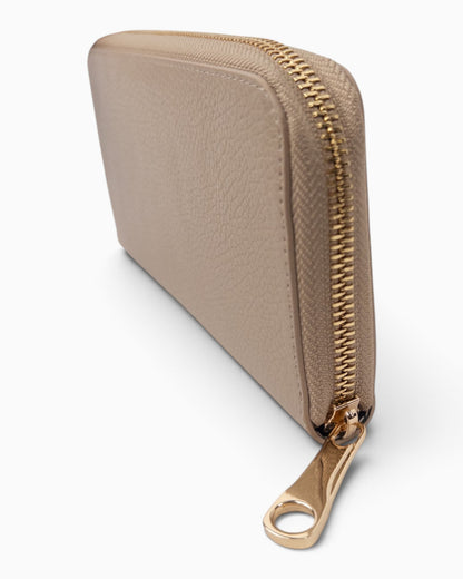 Lange Zip-Geldbörse Leder taupe