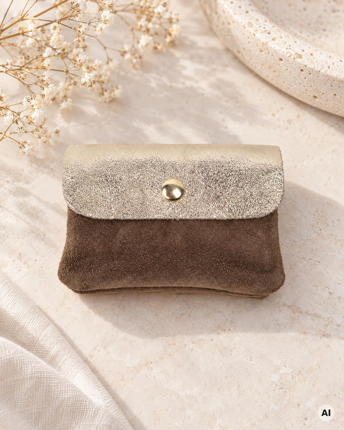 Geldbörse Wildleder klein taupe