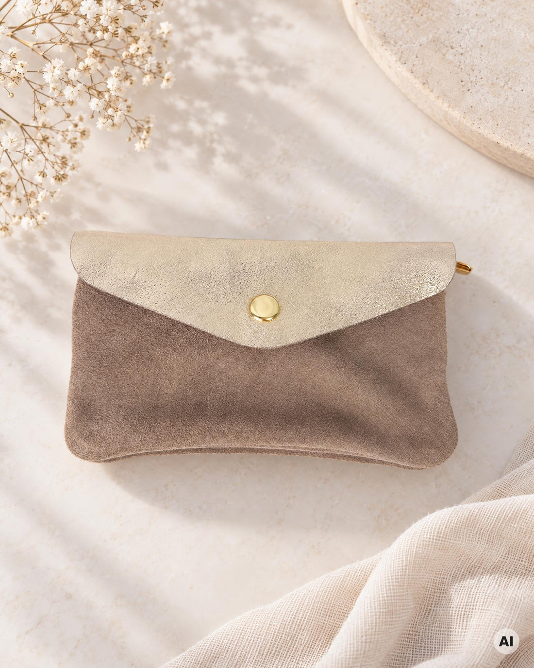 Geldbörse Wildleder taupe