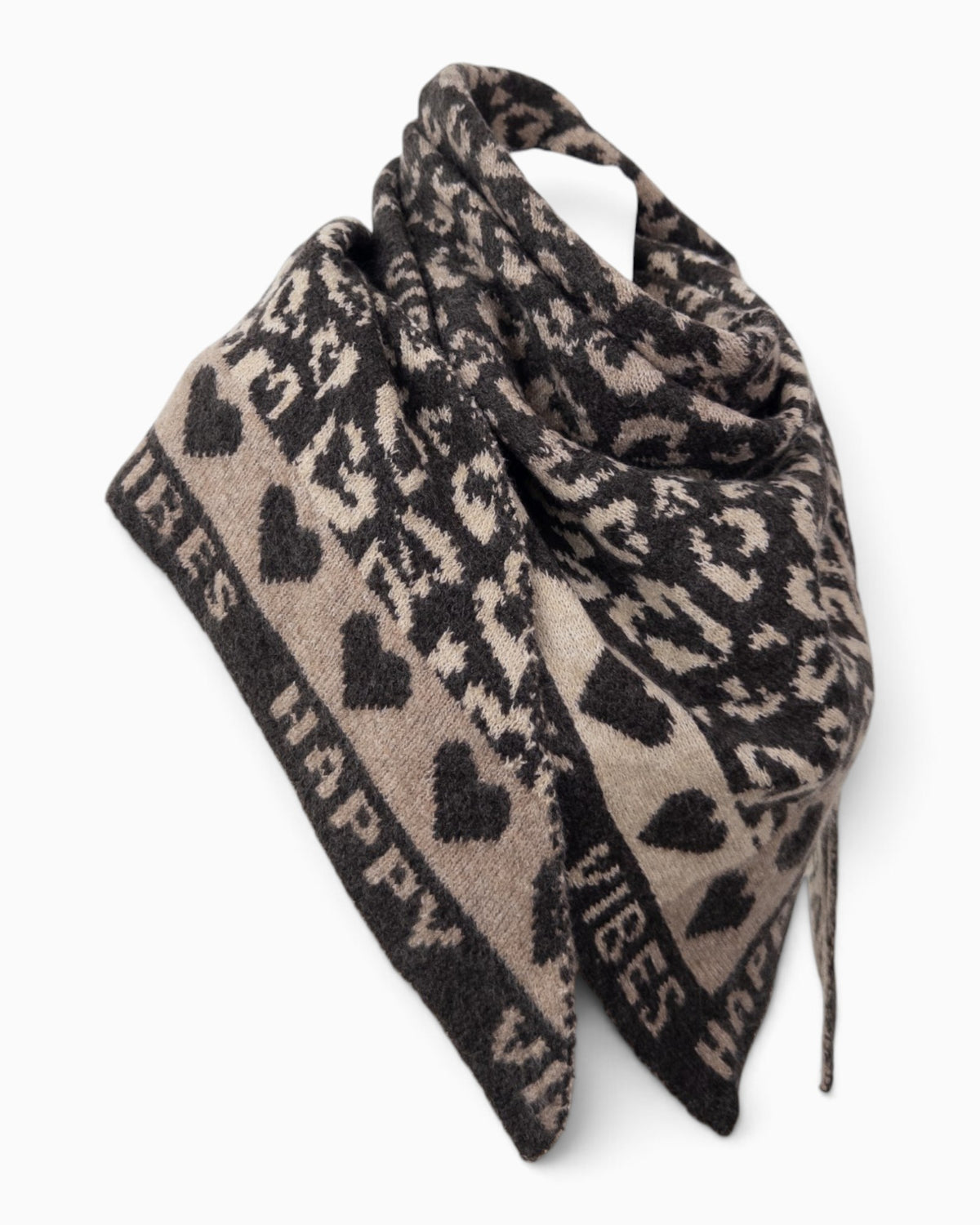 Dreieckstuch Happy Vibes taupe braun