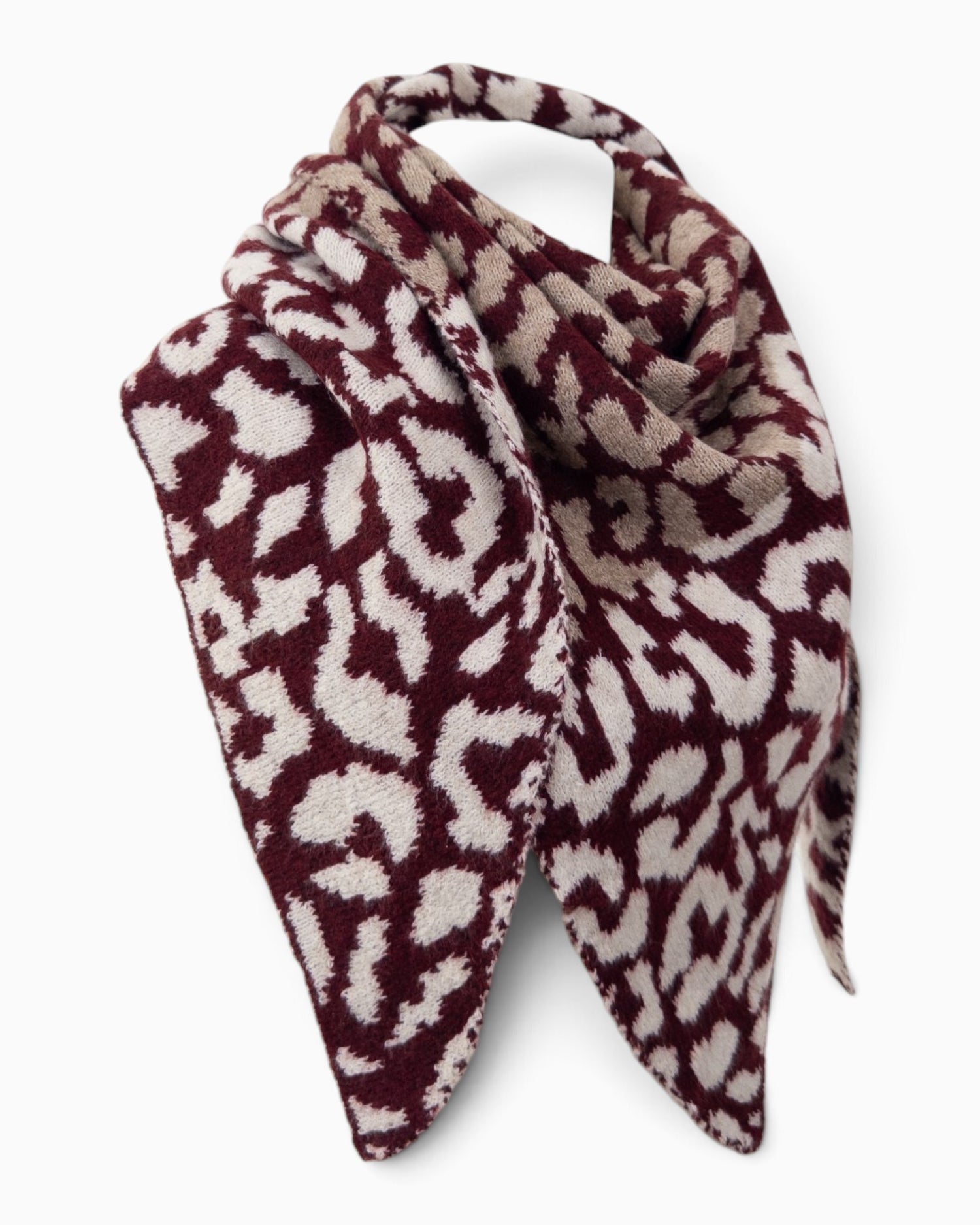 Dreieckstuch Leo weinrot creme