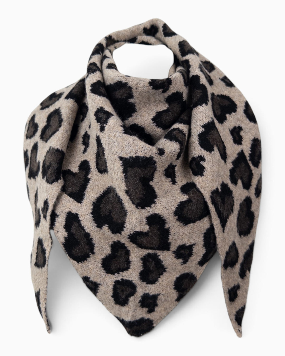 Dreieckstuch Leo Herz beige schwarz