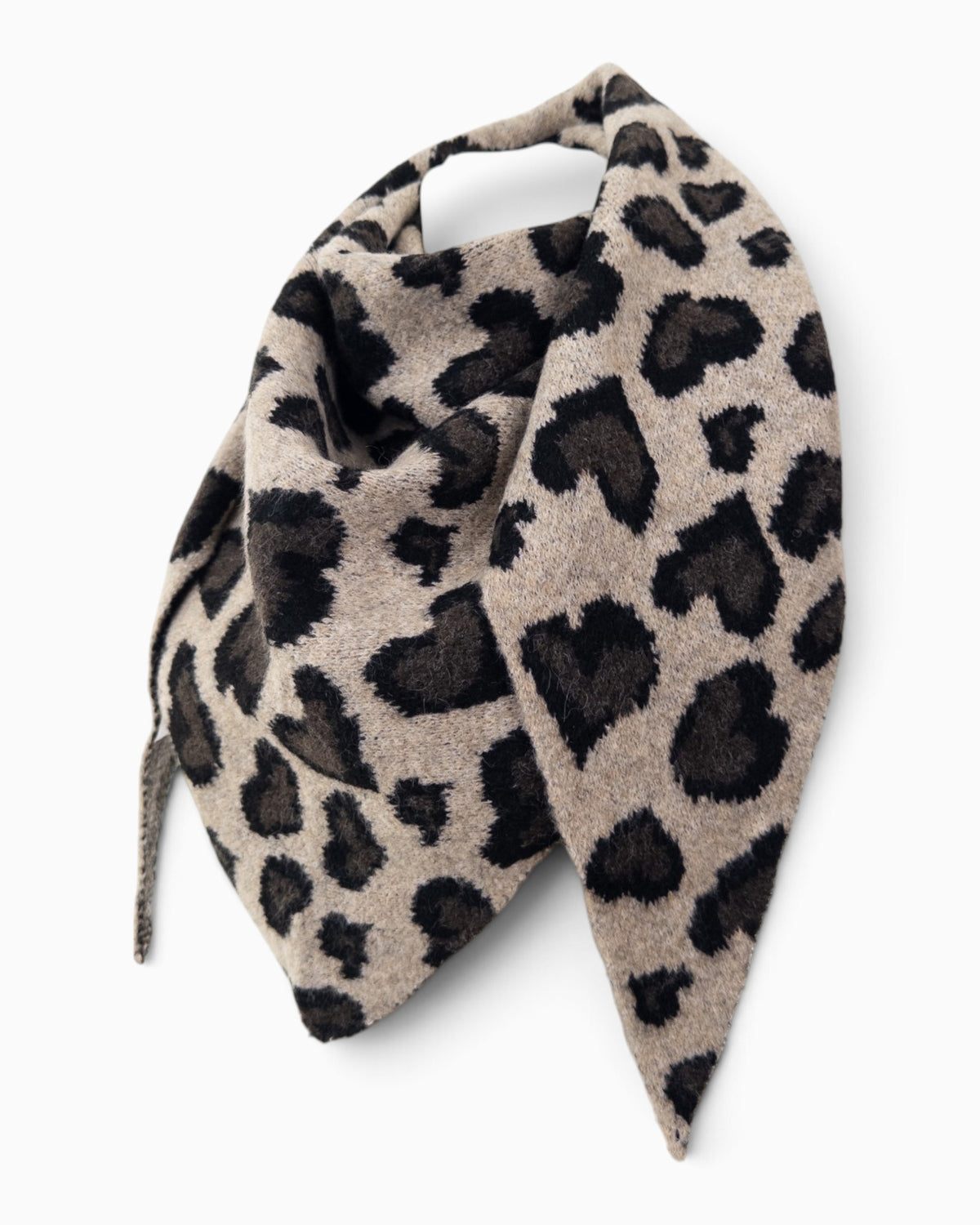 Dreieckstuch Leo Herz beige schwarz